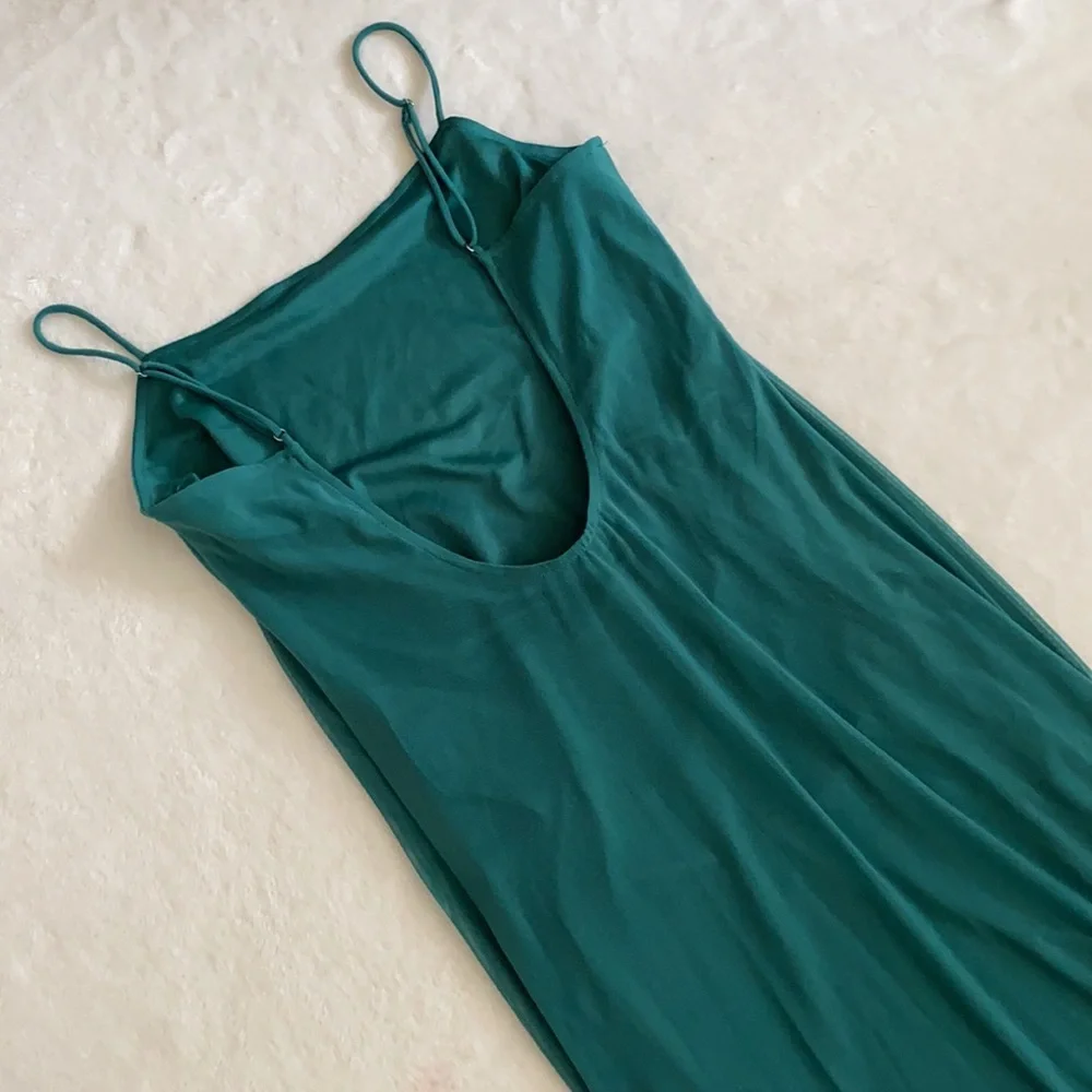 {NWT} Urban Outfitters | Glamour Girl Mesh Overlay Midi Dress Teal Green/Blue S - Picture 14 of 16